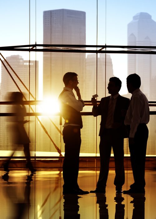 Busy business people walking